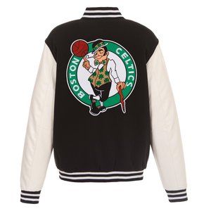 Boston Celtics JH Design Reversible Fleece Jacket with Faux Leather Sleeves
